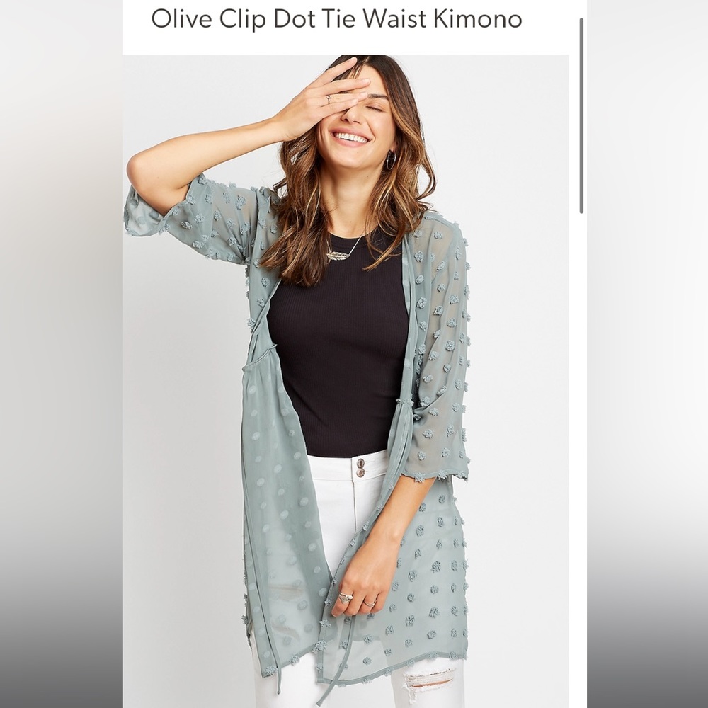 Maurice’s olive Clip Dot Tie Kimono
